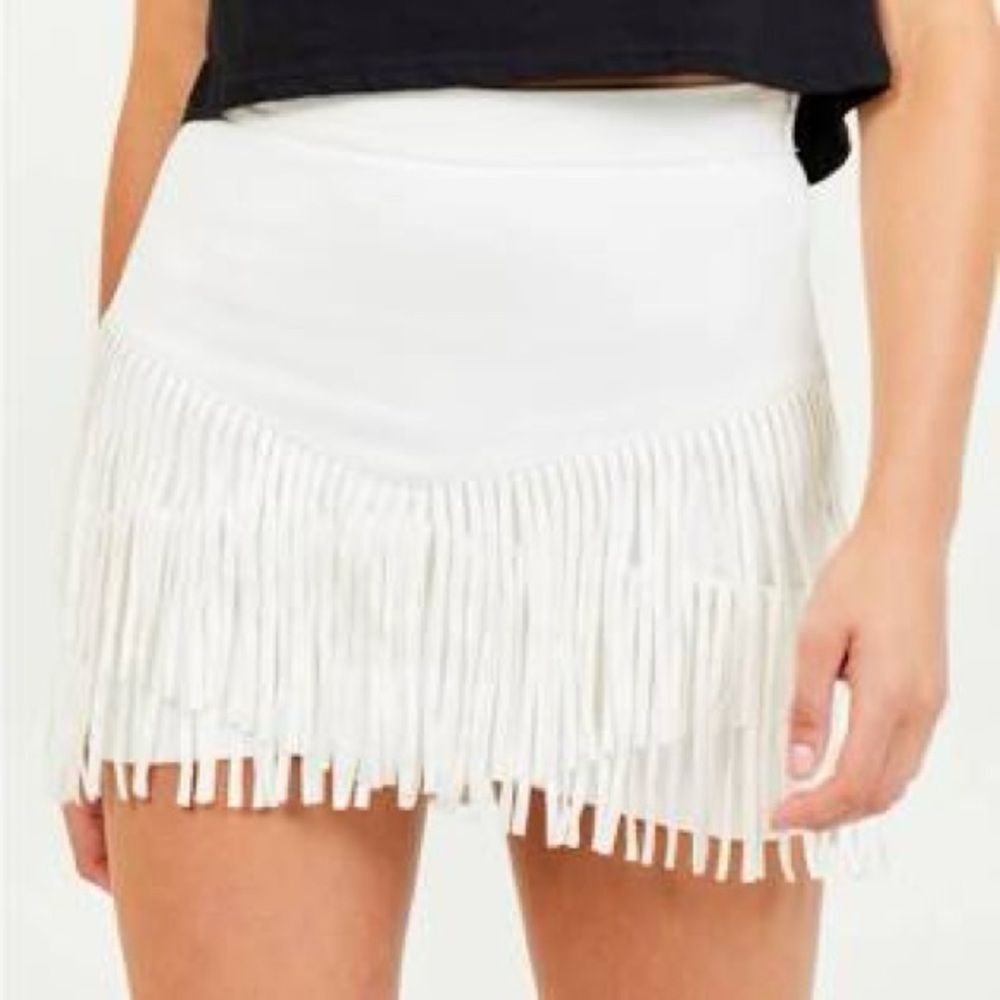 Altered State White Fringe Mini Skirt